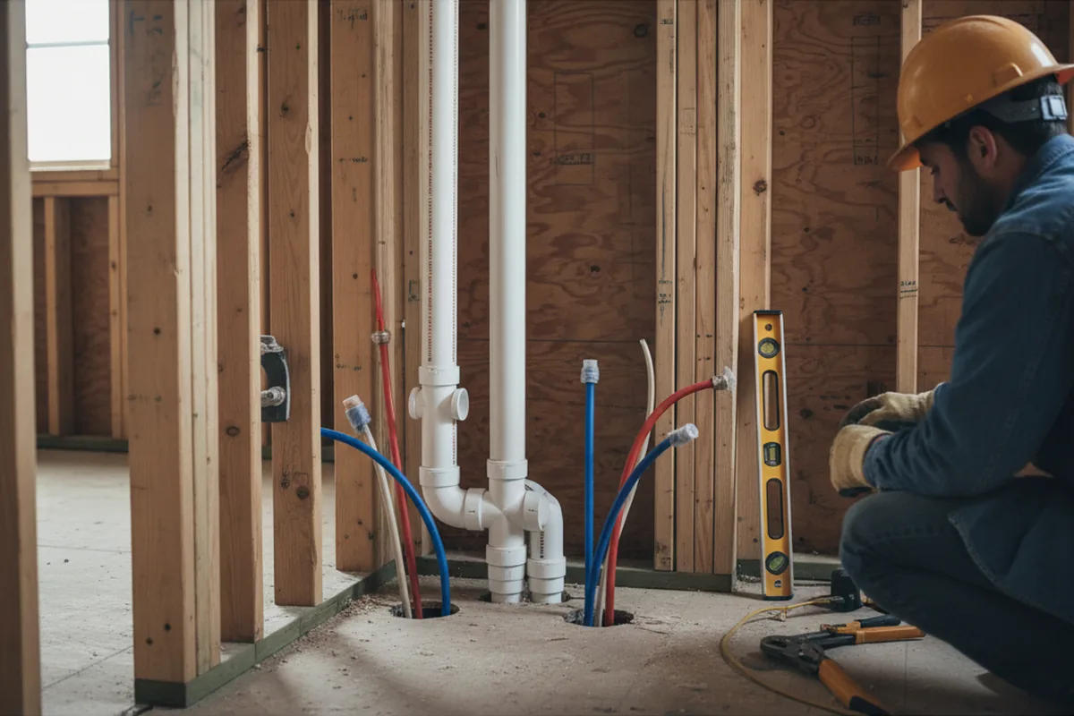 Drain and supply rough-in during Sump Pump Repair in Dufur