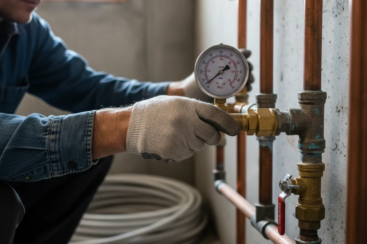 Pressure testing a repaired line during Water Line Repair in Dufur